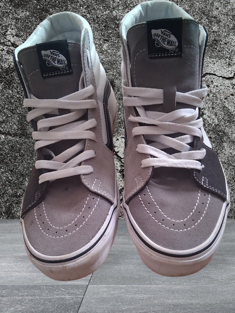 Vans Gray and White Sk8-Hi Style Sneakers